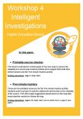 Workshop 4 HE Resources – Intelligent Investigations