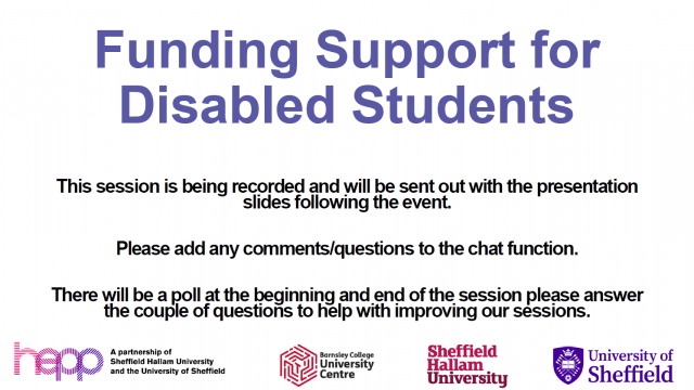 Slides - Funding Support for Disabled Students