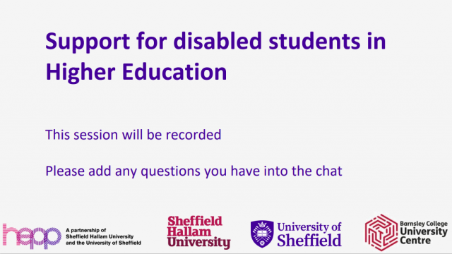 Slides- Support for disabled students in higher education